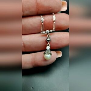 Vintage Sterling Silver, Marcasite, Pearl, Crystal Necklace by Judith Jack